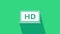 White Laptop screen with HD video technology icon isolated on green background. 4K Video motion graphic animation
