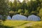 White large army tents. rescue camp.