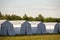 White large army tents. rescue camp.