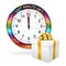 White Last Minute Present - Clock with Colorful Border