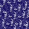 White leaves on a blue background seamless contrast floral print for fabric, paper