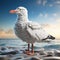 White Lego Seagull On The Beach - Nature-inspired 3d Tracing