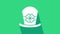 White Leprechaun hat and four leaf clover icon isolated on green background. Happy Saint Patricks day. 4K Video motion