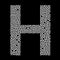 White letter H composed of a maze pattern, isolated on black background. Letter of the Latin English alphabet