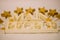 White letters with golden stars on a light and blue background. extruded polystyrene decor.blank for decoration, logo making .