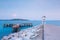 White Lifeguard over coastline seascape skyline