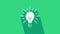 White Light bulb with rays shine and concept of idea icon isolated on green background. Energy and idea symbol