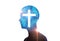 White light cross on silhouette of virtual human.