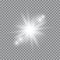 White light glow effect, light rays. Radiant flash, lens flare, vector illustration