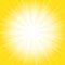 White light spread from the center on yellow background. Sunburst rays explosion banner. Sunny sunshine with radiance