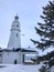 White lighthouse at Kimberly Point in Wisconsin