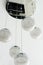 White lightning balls. modern art luxury chandelier made with balls with lamp inside every one. Lighting ball hanging from the