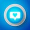 White Like and heart icon isolated on blue background. Counter Notification Icon. Follower Insta. Circle blue button