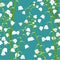 White Lily of the Valley on Green Teal Background. Vector Illustration