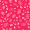 White line Acne icon isolated seamless pattern on red background. Inflamed pimple on the skin. The sebum in the clogged