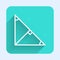 White line Angle bisector of a triangle icon isolated with long shadow. Green square button. Vector