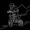 White line art motocross dirtbike illustration with black background