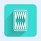 White line Backgammon board icon isolated with long shadow. Green square button. Vector