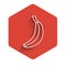 White line Banana icon isolated with long shadow. Red hexagon button. Vector