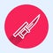 White line Bayonet on rifle icon isolated with long shadow. Red circle button. Vector