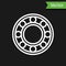 White line Bicycle ball bearing icon isolated on black background. Vector