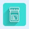 White line Biologically active additives icon isolated with long shadow. Green square button. Vector