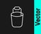 White line Bucket icon isolated on black background. Cleaning service concept. Vector