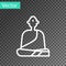 White line Buddhist monk in robes sitting in meditation icon isolated on transparent background. Vector Illustration