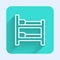 White line Bunk bed icon isolated with long shadow background. Green square button. Vector