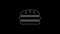 White line Burger icon isolated on black background. Hamburger icon. Cheeseburger sandwich sign. Fast food menu. 4K