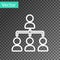 White line Business hierarchy organogram chart infographics icon isolated on transparent background. Corporate
