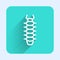 White line Centipede insect icon isolated with long shadow. Green square button. Vector