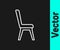 White line Chair icon isolated on black background. Vector