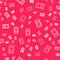 White line Circus ticket icon isolated seamless pattern on red background. Amusement park. Vector
