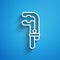 White line Clamp tool icon isolated on blue background. Locksmith tool. Long shadow