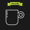 White line Coffee cup icon isolated on black background. Tea cup. Hot drink coffee. Vector