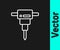 White line Construction jackhammer icon isolated on black background. Vector