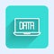 White line Data analysis icon isolated with long shadow background. Business data analysis process, statistics. Charts