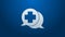 White line Dialogue with the doctor icon isolated on blue background. Doctor and patient dialog. Consulting about