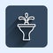 White line Fountain icon isolated with long shadow background. Blue square button. Vector