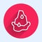 White line Glacier melting icon isolated with long shadow. Red circle button. Vector