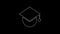 White line Graduation cap on globe icon isolated on black background. World education symbol. Online learning or e