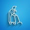 White line Grandmother icon isolated on blue background. Long shadow. Vector