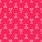 White line Hanukkah menorah icon isolated seamless pattern on red background. Hanukkah traditional symbol. Holiday