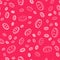 White line Homemade pie icon isolated seamless pattern on red background. Vector