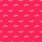 White line Hunting horn icon isolated seamless pattern on red background. Vector