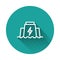 White line Hydroelectric dam icon isolated with long shadow background. Water energy plant. Hydropower. Hydroelectricity