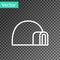 White line Igloo ice house icon isolated on transparent background. Snow home, Eskimo dome-shaped hut winter shelter