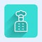 White line Italian cook icon isolated with long shadow. Green square button. Vector