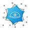 White line Jewish kippah with star of david icon isolated on white background. Jewish yarmulke hat. Blue hexagon button